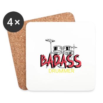 Badass Drummer Punk Gift - Coasters (set of 4) - white - Front
