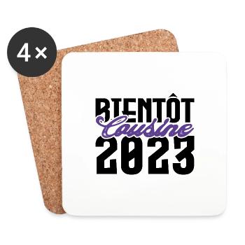 Cadeau Annonce grossesse bientôt Cousine 2023. - Dessous de verre (lot de 4) - blanc - Devant