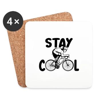 stay cool bike cool saying | Color changeable - Coasters (set of 4) - white - Front