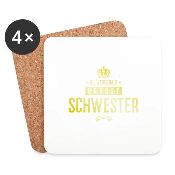 Ich werde Bald Schwester - Untersetzer (4er-Set) - Weiß - Vorne