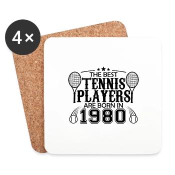 1980 Tennisspieler Geschenk Tennisspieler 1980 - Untersetzer (4er-Set) - Weiß - Vorne