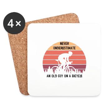 Ne sous-estimez jamais un vieil homme à vélo - Dessous de verre (lot de 4) - blanc - Devant
