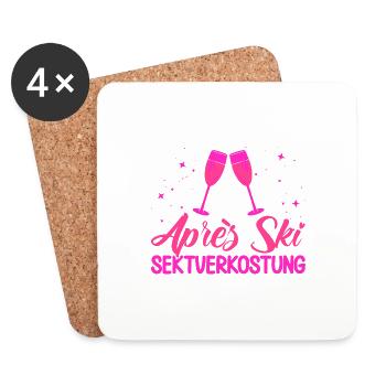 Apres Ski Après Ski Sektverkostung Geschenk - Untersetzer (4er-Set) - Weiß - Vorne