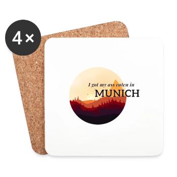 Eaten in Munich -München - Souvenir - Berge - Text - Untersetzer (4er-Set) - Weiß - Vorne
