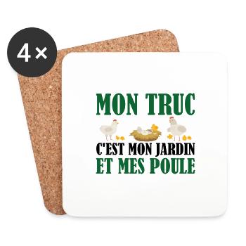 Mon Truc C'est Mon Jardin | Cadeau Jardinier - Dessous de verre (lot de 4) - blanc - Devant