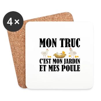 Mon Truc C'est Mon Jardin | Cadeau Jardinier - Dessous de verre (lot de 4) - blanc - Devant