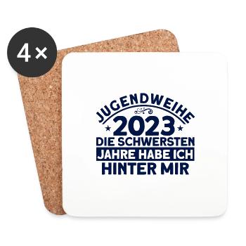Jugendweihe 2023 Die Schwersten Jahre Habe Ich Hin - Untersetzer (4er-Set) - Weiß - Vorne