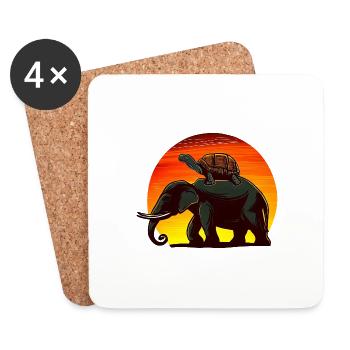 Elephant Turtle Sunset Design - Coasters (set of 4) - white - Front