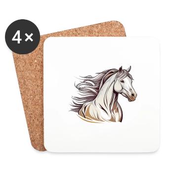 Cheval sauvage - Dessous de verre (lot de 4) - blanc - Devant