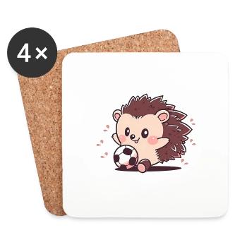 Football hérisson - Dessous de verre (lot de 4) - blanc - Devant