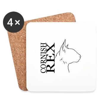 Cornish Rex Profile Cat Cat Wilsigns - Coasters (set of 4) - white - Front