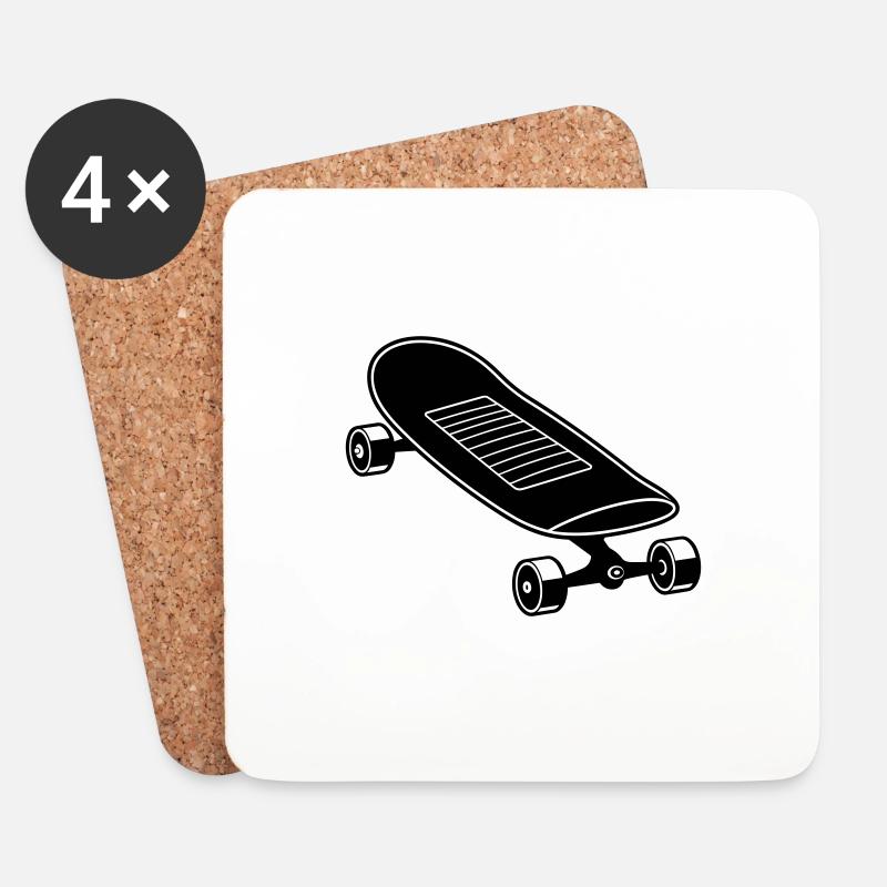Skateboard - Untersetzer (4er-Set) - Weiß