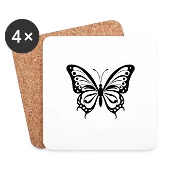 Papillon - Dessous de verre (lot de 4) - blanc - Devant