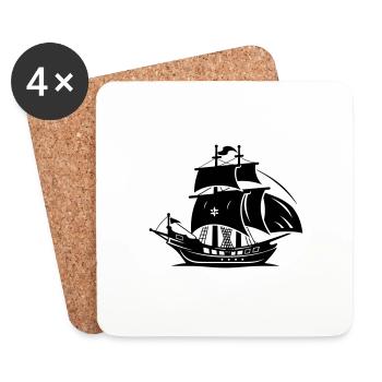 Bateau de pirate - Dessous de verre (lot de 4) - blanc - Devant