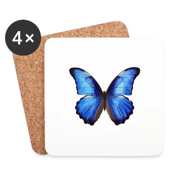 Blue Morpho Butterfly - Coasters (set of 4) - white - Front