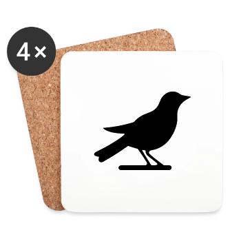 Oiseau - Dessous de verre (lot de 4) - blanc - Devant