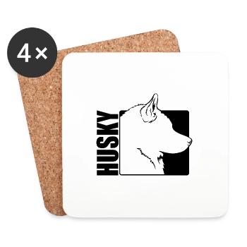 Husky Profil Chiens Chien Wilsigns - Dessous de verre (lot de 4) - blanc - Devant