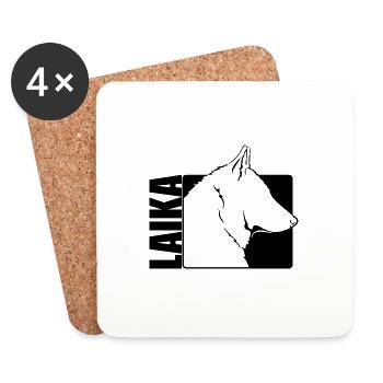 Laika Profil Hunde Hund Wilsigns - Untersetzer (4er-Set) - Weiß - Vorne