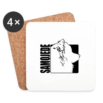 Samoyède Profil Chiens Chiens Wilsigns - Dessous de verre (lot de 4) - blanc - Devant
