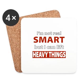Ich bin nicht smart, aber kann schwere Dinge heben - Untersetzer (4er-Set) - Weiß - Vorne