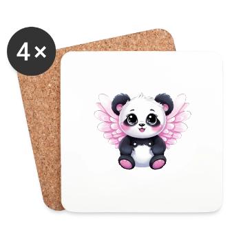 Panda ange fille avec des ailes - Dessous de verre (lot de 4) - blanc - Devant