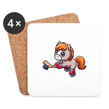 Cheval en tant que joueur de hockey sur glace - Dessous de verre (lot de 4) - blanc - Devant