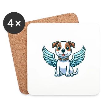 Süßer American Staffordshire Terrier-Engel im Comi - Untersetzer (4er-Set) - Weiß - Vorne