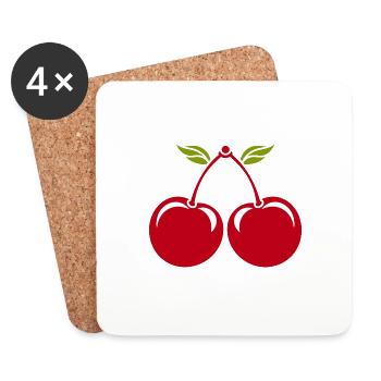 cerises - Dessous de verre (lot de 4) - blanc - Devant