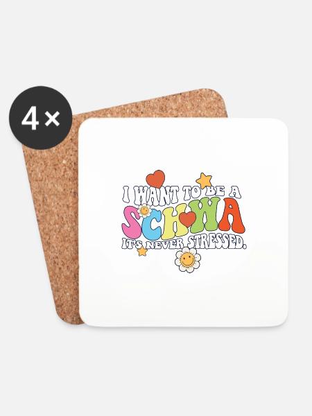 English Teacher I Want to be a Schwa ELA Life - Untersetzer (4er-Set) - Weiß