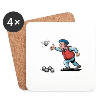 Franzose spielt Petanque für einen Petanque - Untersetzer (4er-Set) - Weiß - Vorne