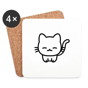 cat - Coasters (set of 4) - white - Front