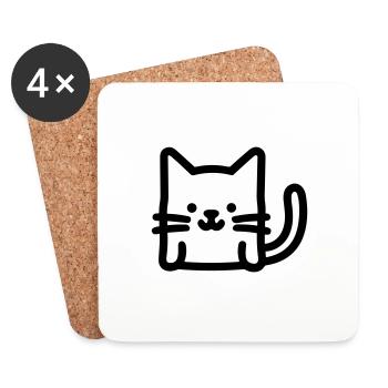 cat - Coasters (set of 4) - white - Front