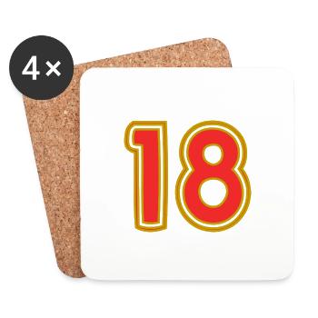 18. 18 ANS. 18e ANNIVERSAIRE. ANNIVERSAIRE 18 ANS. - Dessous de verre (lot de 4) - blanc - Devant