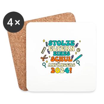 Parents : Scolaire, Enfant, École primaire, Première année, Inscription - Dessous de verre (lot de 4) - blanc - Devant