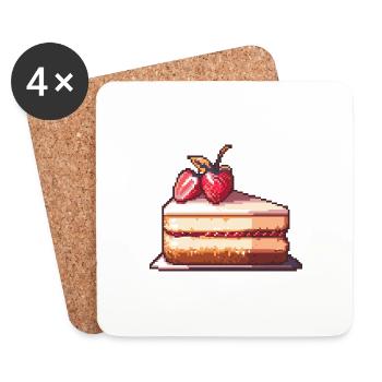 Gâteau au fromage Pixel Icon Cake - Dessous de verre (lot de 4) - blanc - Devant