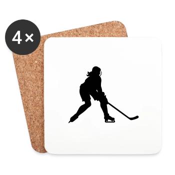 Ice Hockey Spielerin Symbol - Untersetzer (4er-Set) - Weiß - Vorne
