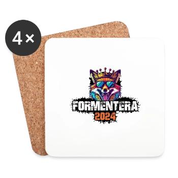 Formentera 2024 Urlaub Fuchs - Untersetzer (4er-Set) - Weiß - Vorne