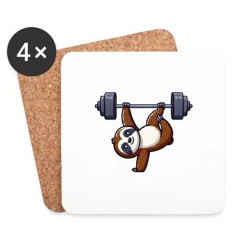 Skurriles Faultier Workout Klimmzüge Fitness - Untersetzer (4er-Set) - Weiß - Vorne
