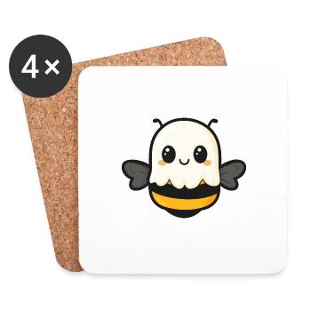 Abeille Halloween Drôle Fantôme - Dessous de verre (lot de 4) - blanc - Devant