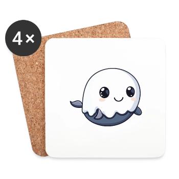 Whale Halloween Funny Ghost - Coasters (set of 4) - white - Front