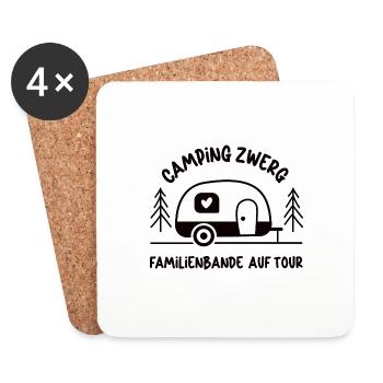 Camping Zwerg Kind Familienbande auf Tour Campen - Untersetzer (4er-Set) - Weiß - Vorne