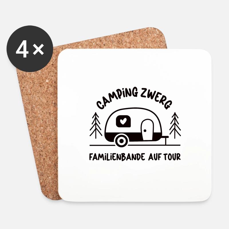 Camping Zwerg Kind Familienbande auf Tour Campen - Untersetzer (4er-Set) - Weiß