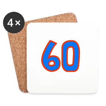 60. 60 ANS. 60e ANNIVERSAIRE. ANNIVERSAIRE 60 ANS. - Dessous de verre (lot de 4) - blanc - Devant