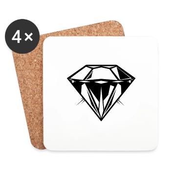 Silhouette symbole bijou diamant - Dessous de verre (lot de 4) - blanc - Devant