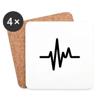 Pulse, heartbeat - Coasters (set of 4) - white - Front