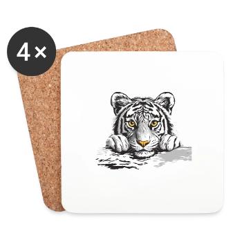 Tiger - Untersetzer (4er-Set) - Weiß - Vorne
