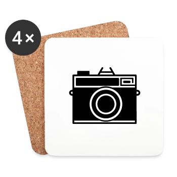 Appareil photo - Dessous de verre (lot de 4) - blanc - Devant