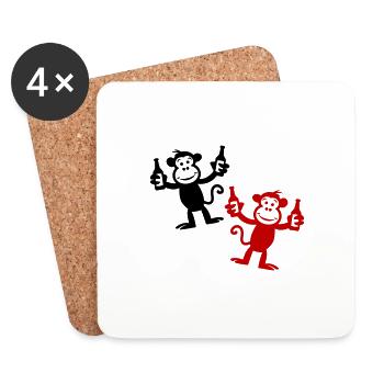 Monkey Beer Funny Party Bachelor - Coasters (set of 4) - white - Front