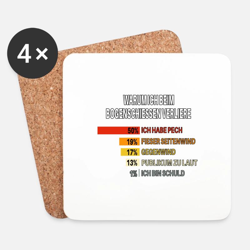 Warum ich beim Bogenschießen verliere – Chart - Untersetzer (4er-Set) - Weiß