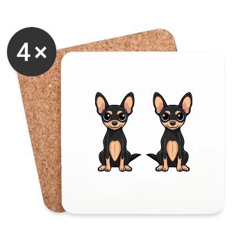 Pinscher Hund Comic - Untersetzer (4er-Set) - Weiß - Vorne